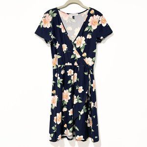 Navy Floral Dress - Size M